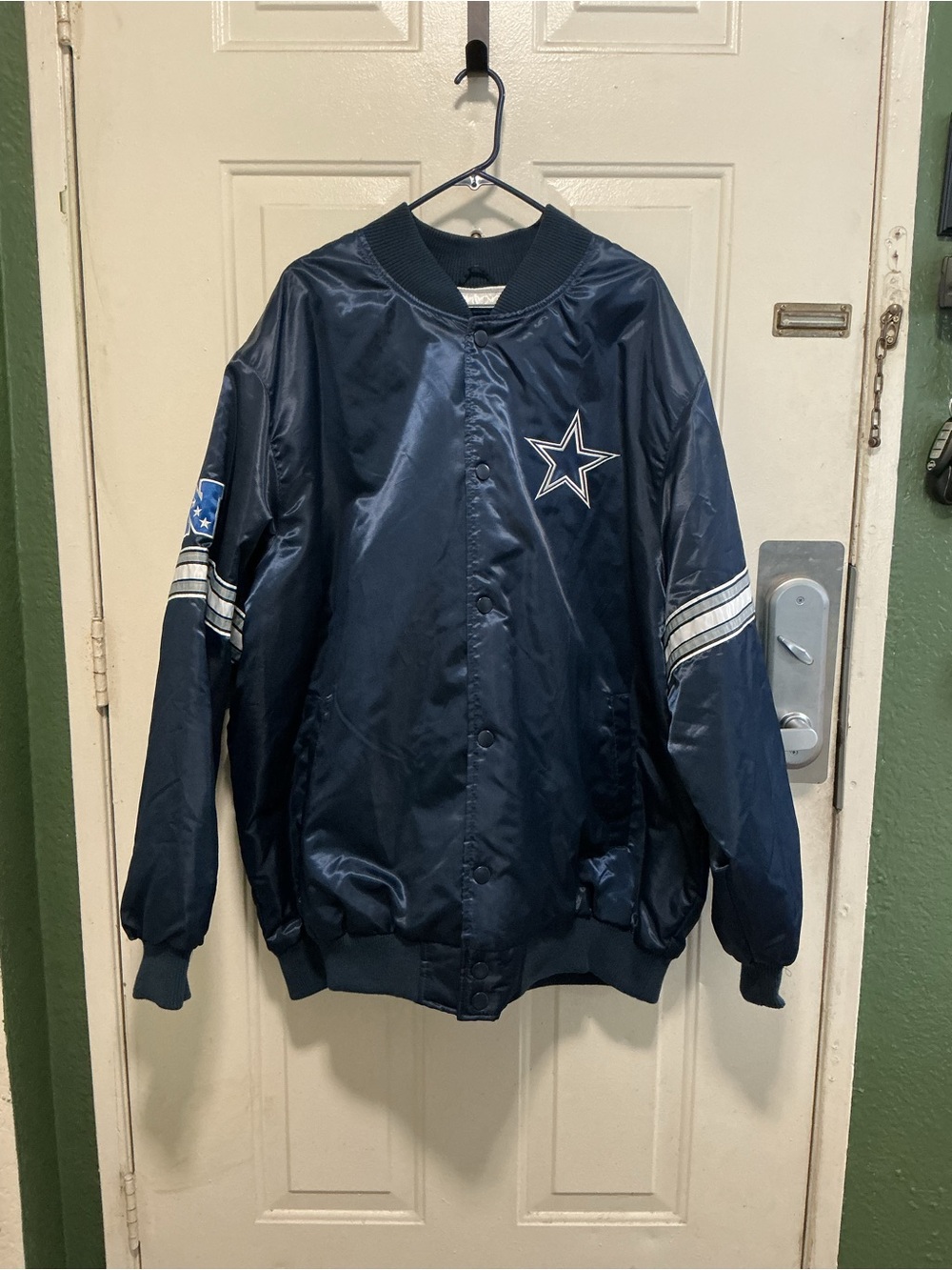 STARTER Navy Blue Dallas Star Bomber Jacket